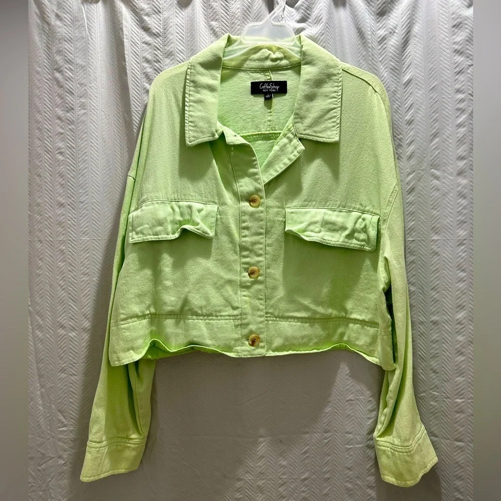 Lime Green Cropped Jacket - Picture 3 of 4